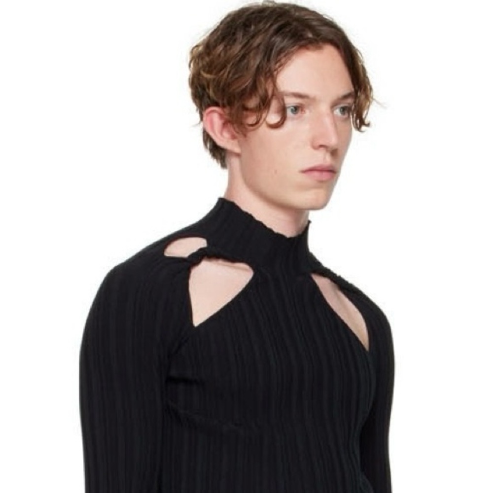 DION LEE SSENSE Exclusive Black Collarbone Skivvy Sweater - Picture 2 of 6